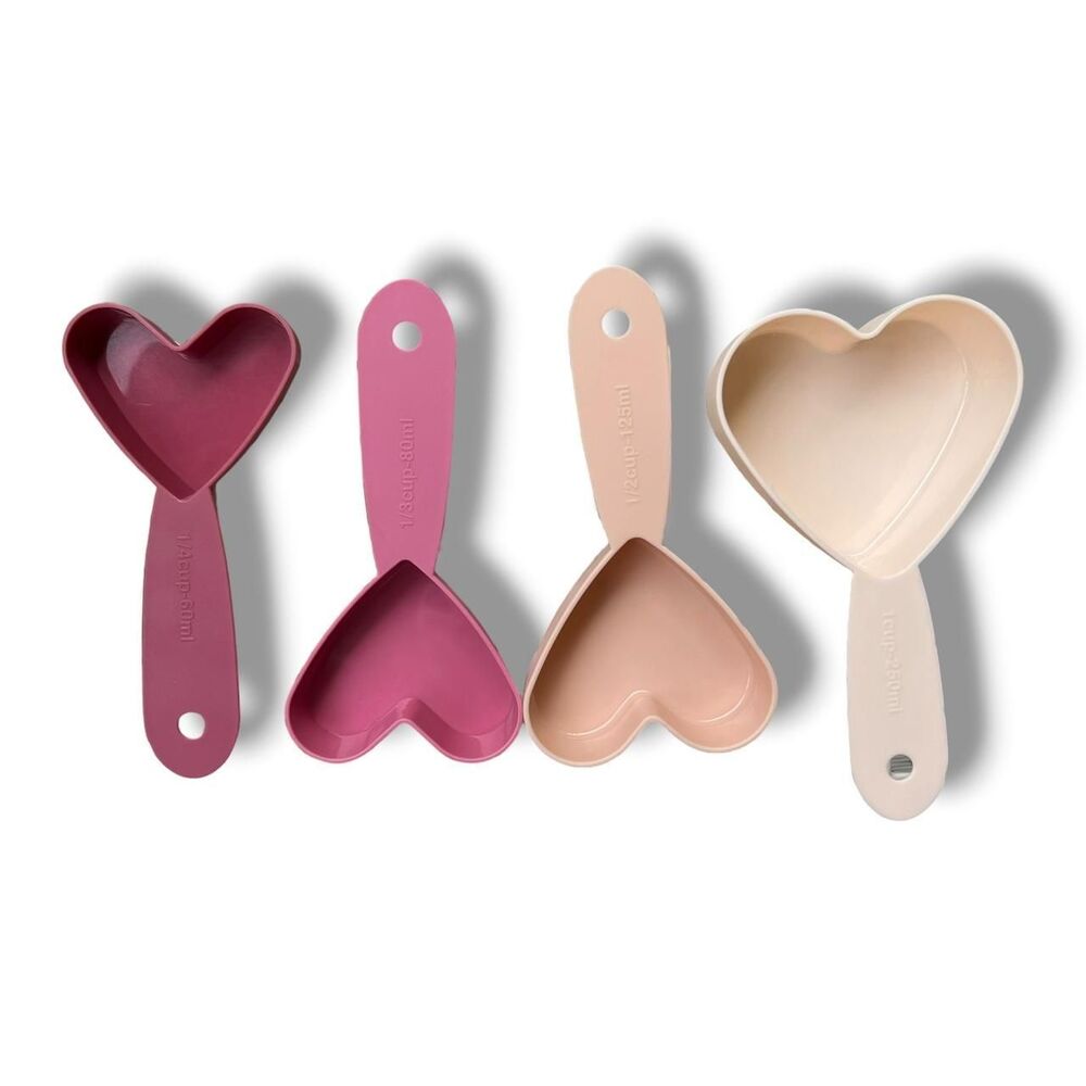 Pink heart-shaped measuring cups